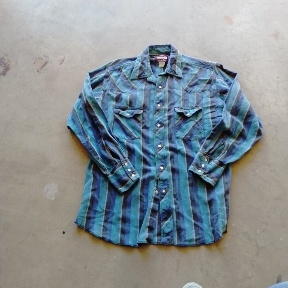 Wrangler Men’s Shirt Western Pearl Snap Button Up Long Sleeve L 16-16.5 75091SR